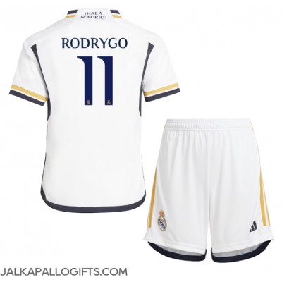 Real Madrid Rodrygo Goes #11 Koti Peliasu Lasten 2023-24 Lyhythihainen (+ Lyhyet housut)